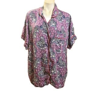 Printfresh Purple Tiger Queen Pajamas Short Sleeve Top 3X